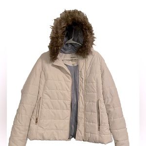 Maralyn & Me white winter coat with hood